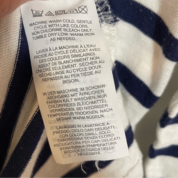 J. Crew Navy Striped Long Sleeve Shirt Zip-up Shoulders Size Small Lightweight - Picture 7 of 11